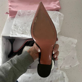 Black Patent Leather Slingback Heels