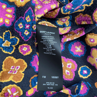 Silk Floral Print Ruffle Blouse