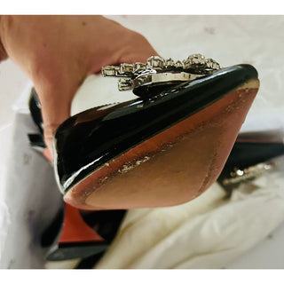 Black Patent Leather Slingback Heels