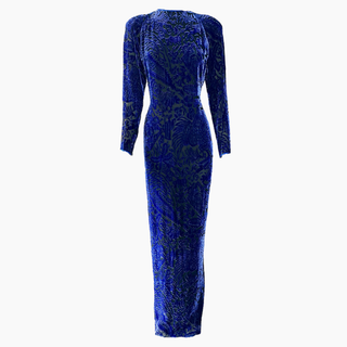 Blue Silk Velvet Vintage Gown