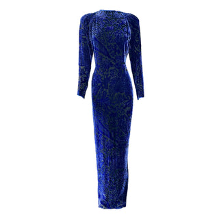Blue Silk Velvet Vintage Gown