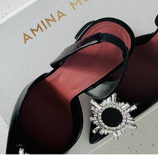Black Patent Leather Slingback Heels