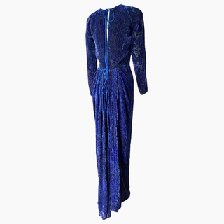 Blue Silk Velvet Vintage Gown