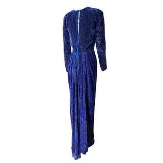 Blue Silk Velvet Vintage Gown