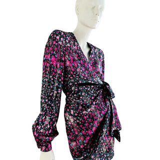 Metallic Silk Lamé Wrap Dress, Fall 2018, NWT