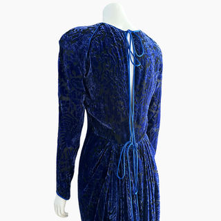 Blue Silk Velvet Vintage Gown
