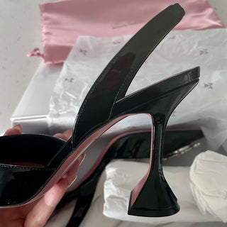 Black Patent Leather Slingback Heels