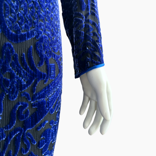 Blue Silk Velvet Vintage Gown