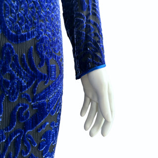 Blue Silk Velvet Vintage Gown