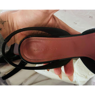 Black Patent Leather Slingback Heels