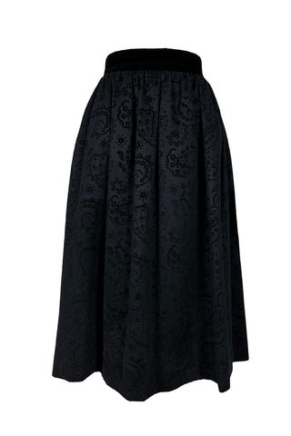 Rive Gauche Flocked Velvet Skirt