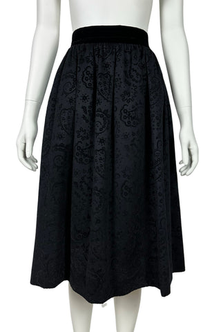 Rive Gauche Flocked Velvet Skirt